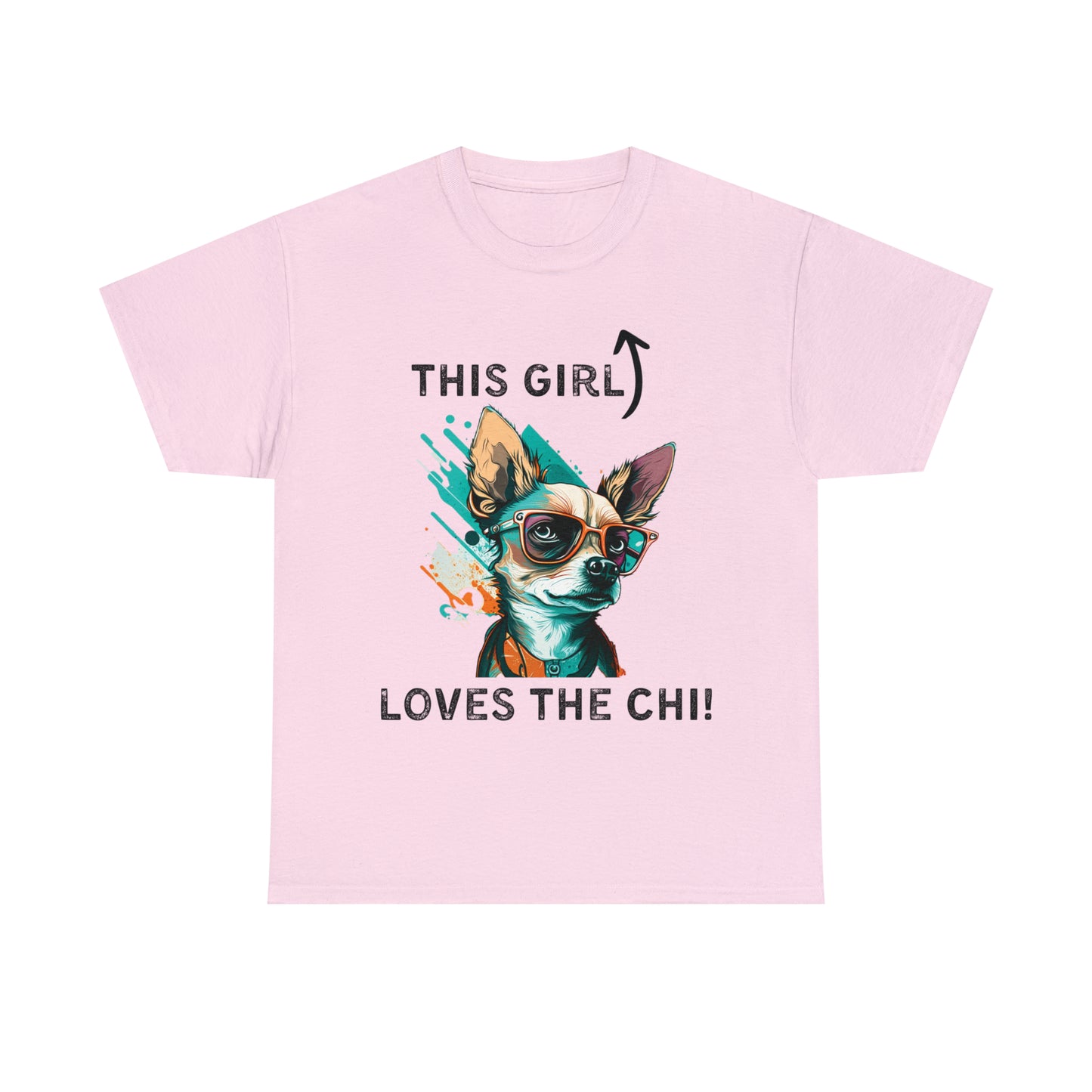 Pink chihuahua loves the chi shirt