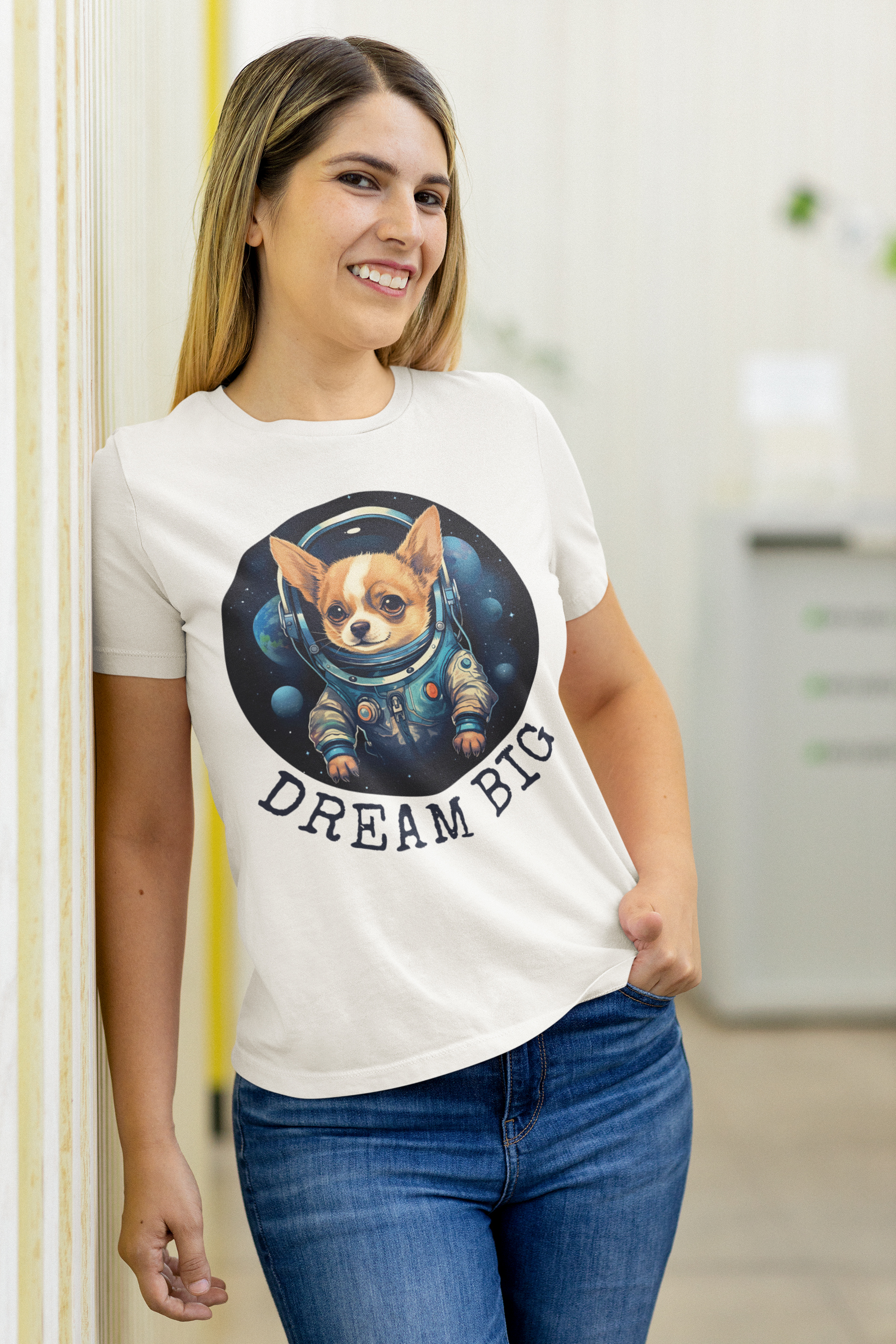 Woman wearing Dream Big t-shirt
