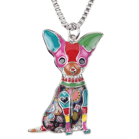 Chihuahua Enamel Necklace