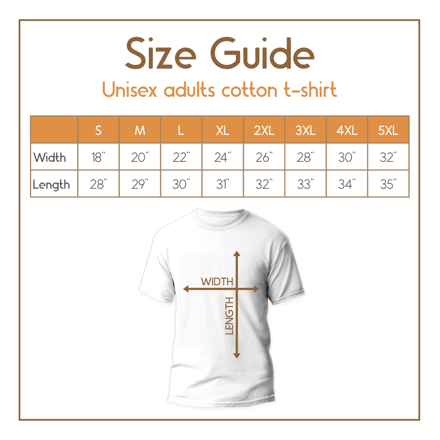 Size guide for chihuahua t-shirts