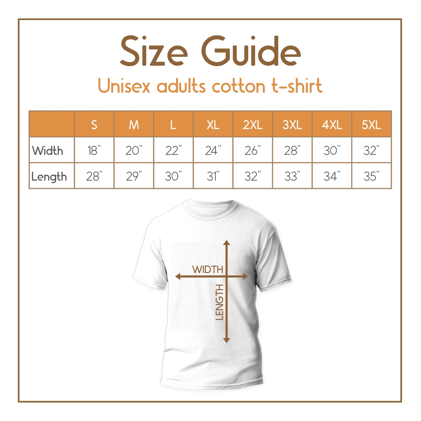 Size chart for chihuahua t-shirts