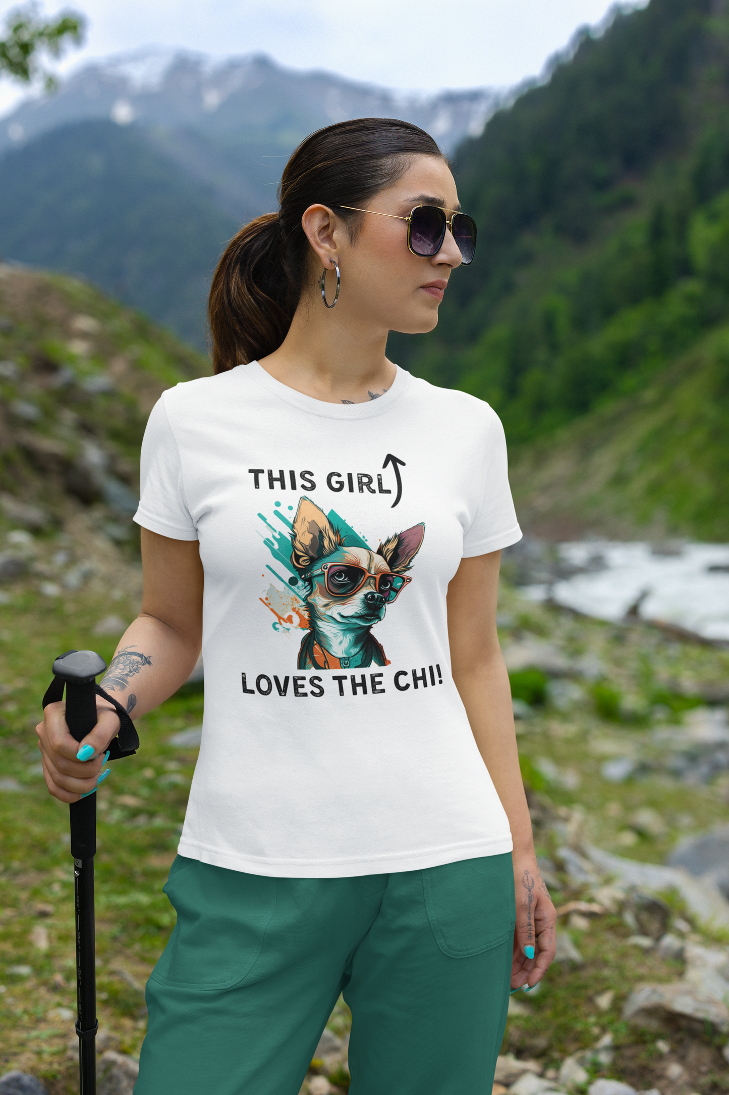 Woman wearing this girl loves the chi t-shirt